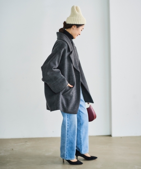 WEB限定アイテム》ヘリンボーンミドルコート/le.coeur blanc(ルクール