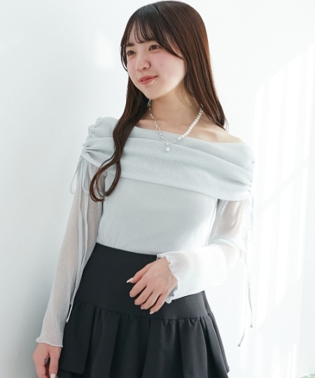 ドロストオフショルラメチュールトップス/MAJESTIC LEGON