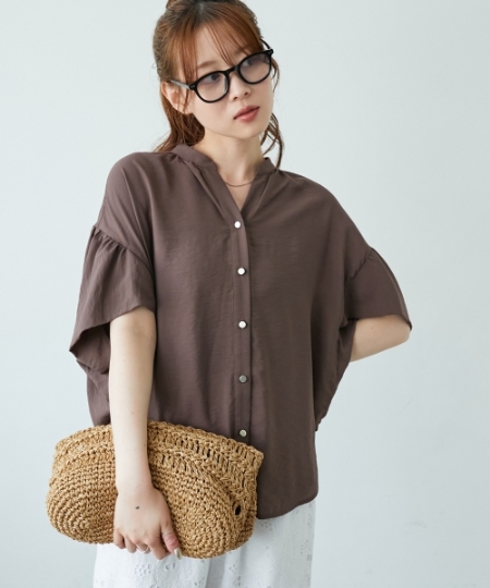 お気に入り急上昇！！》ヴィンテージライクフレアスリーブブラウス/le