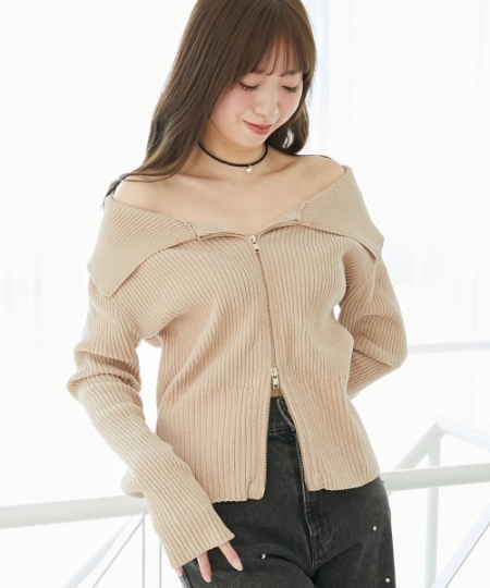 キラキラモールダブルジップニット/MAJESTIC LEGON(マジェスティック