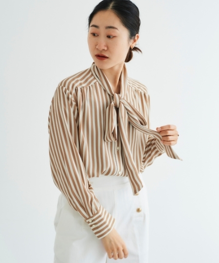手洗い可能》ストライプボウタイブラウス/le.coeur blanc(ルクール