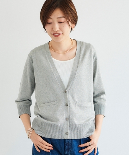 ラメVネックカーディガン/le.coeur blanc(ルクールブラン)｜ルクール