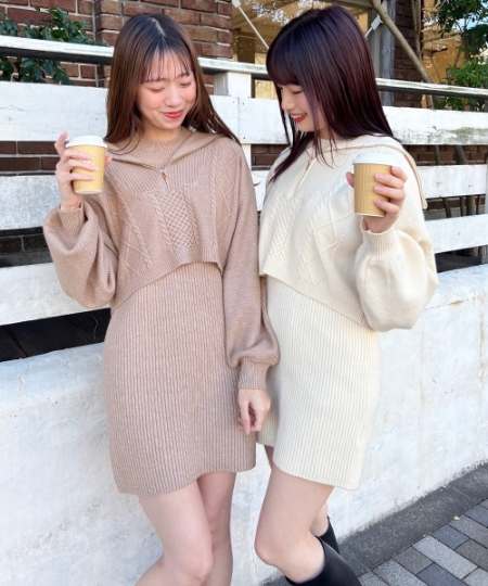 〇ハーフZIPニットセットワンピ/MAJESTIC LEGON(マジェスティック