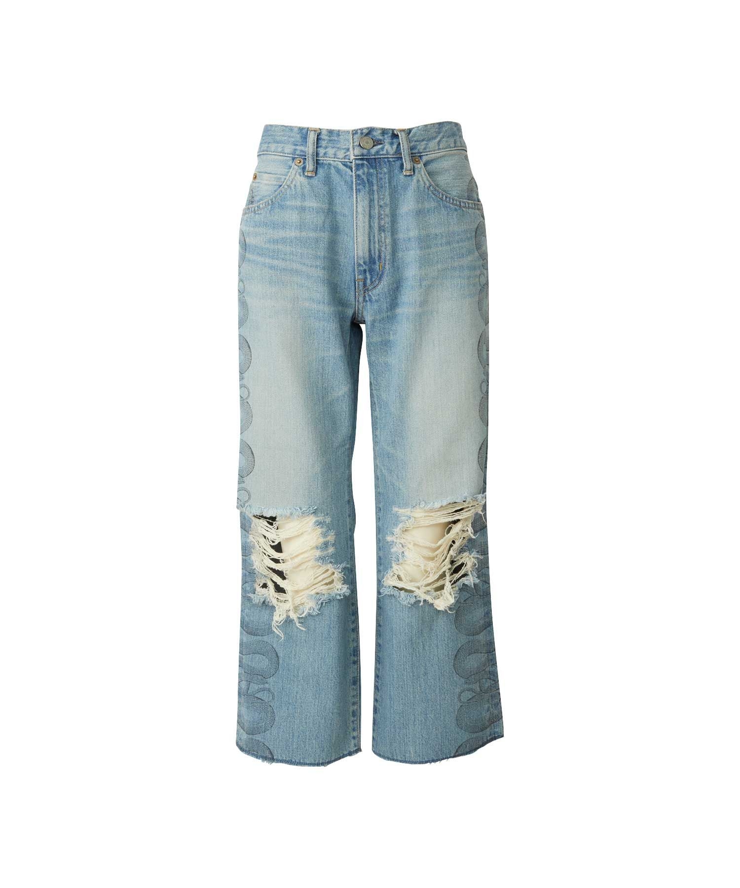 SNAKE LOOP 8分丈クラッシュデニムパンツ|HYSTERIC GLAMOUR WOMEN