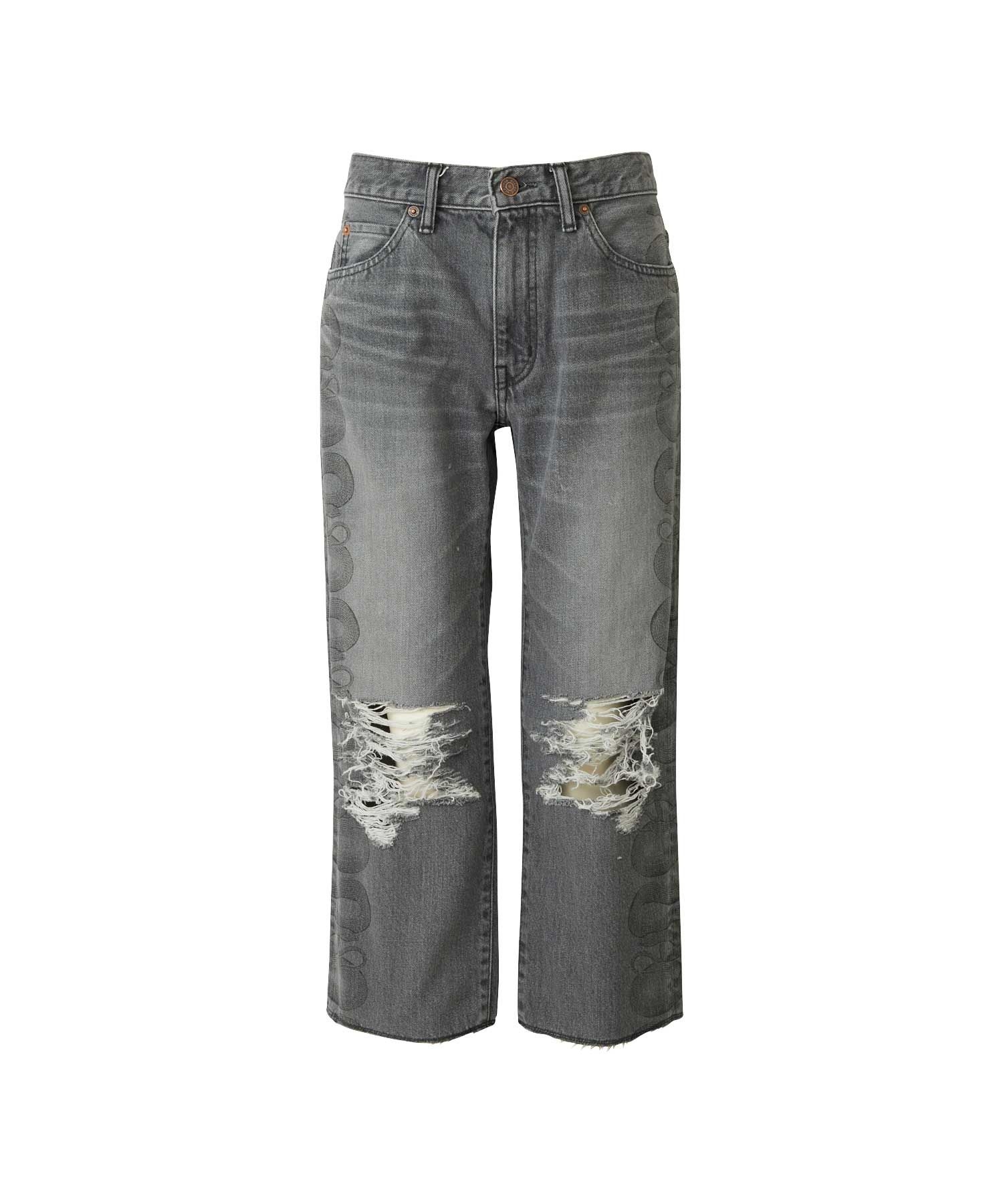 SNAKE LOOP 8分丈クラッシュデニムパンツ|HYSTERIC GLAMOUR WOMEN