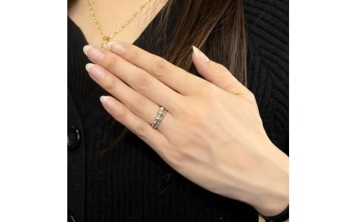 18金 フリーサイズ リング 2連 形状記憶 ミラーボール レディース