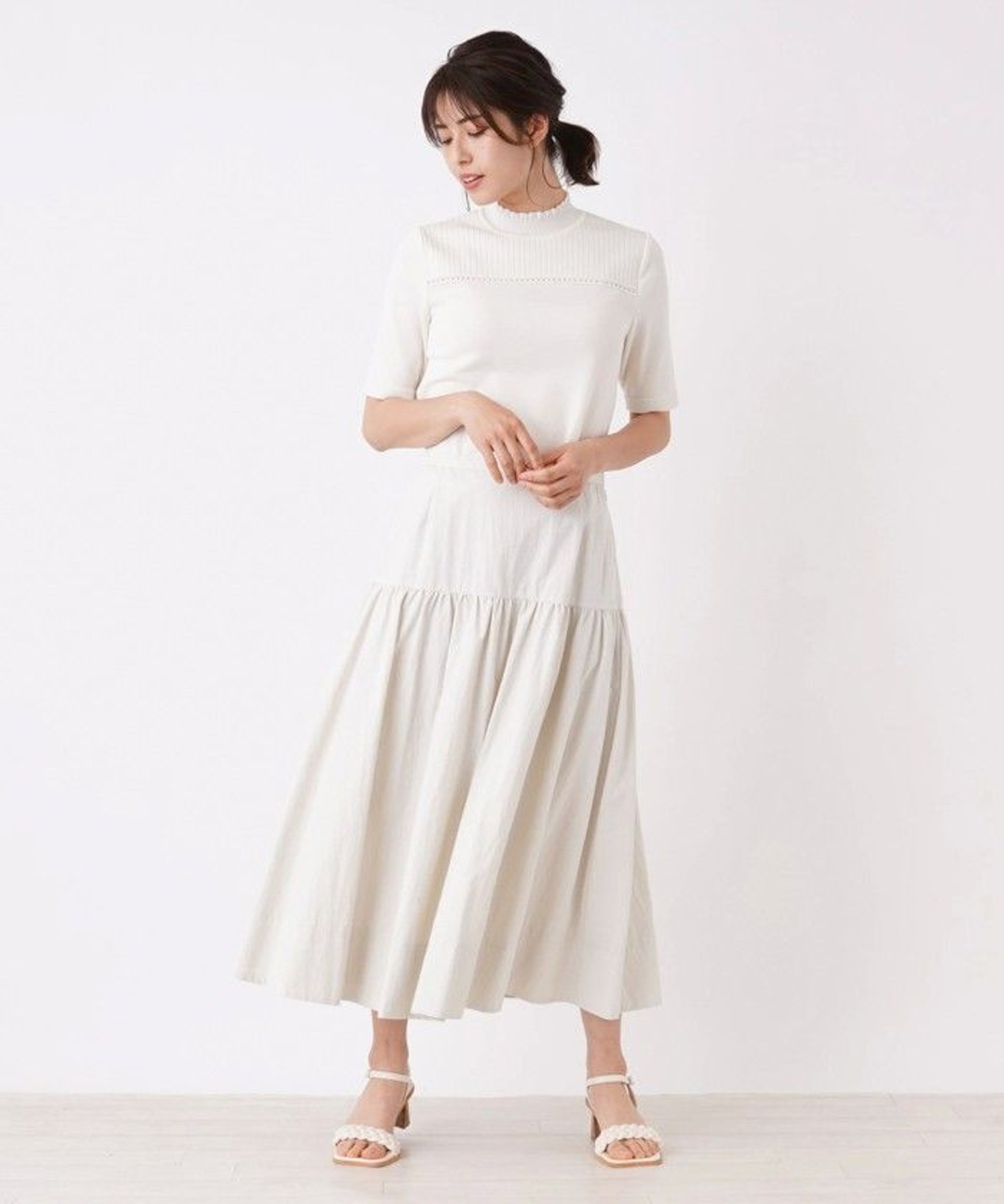 洗えるギャザー切り替えロングスカート【my Perfect wardrobe