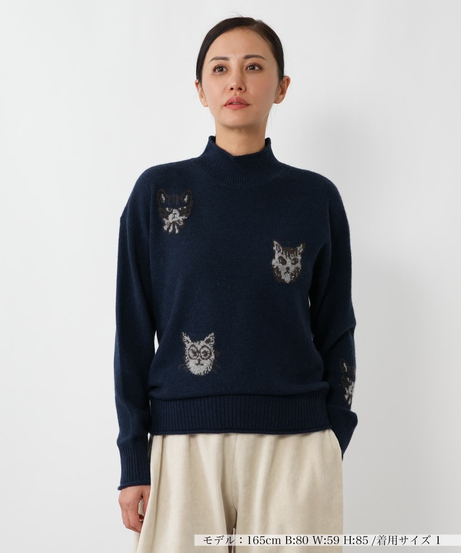 猫モチーフカシミヤニットプルオーバー【NEMIKA】|ネミカ | レリアン