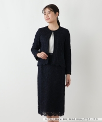 総レースノーカラースーツ【セレモニー】【Leilian WHITE LABEL