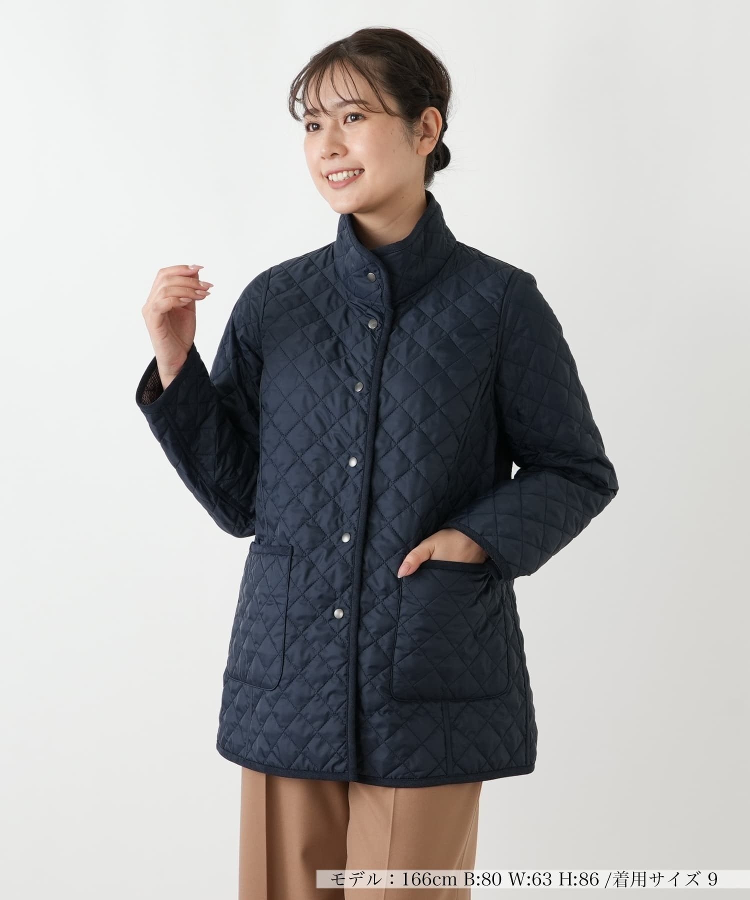 中わたリバーシブルキルティングジャケット【Leilian WHITE LABEL