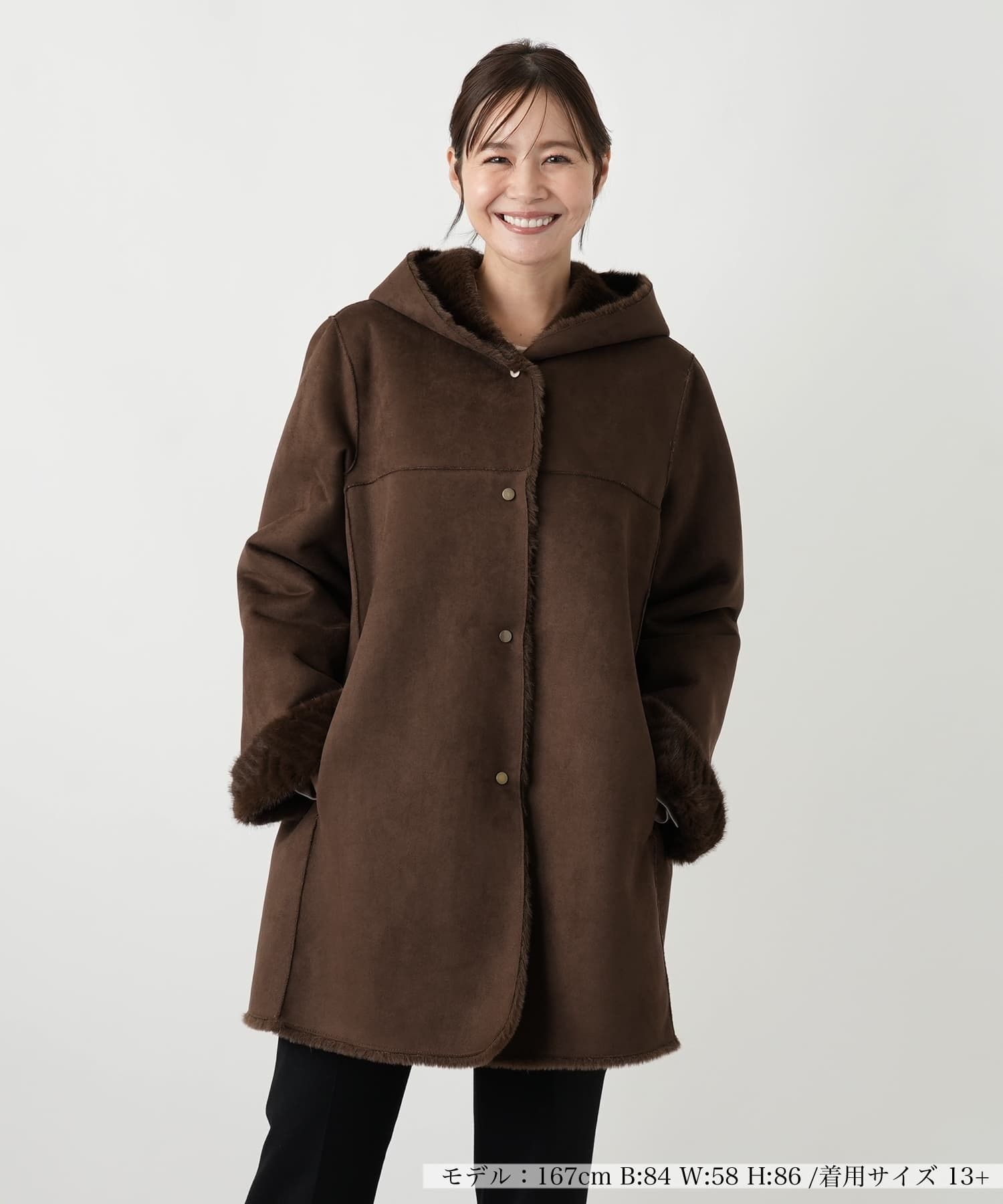 店舗人気】ファー風フードコート【Leilian WHITE LABEL】|レリアン