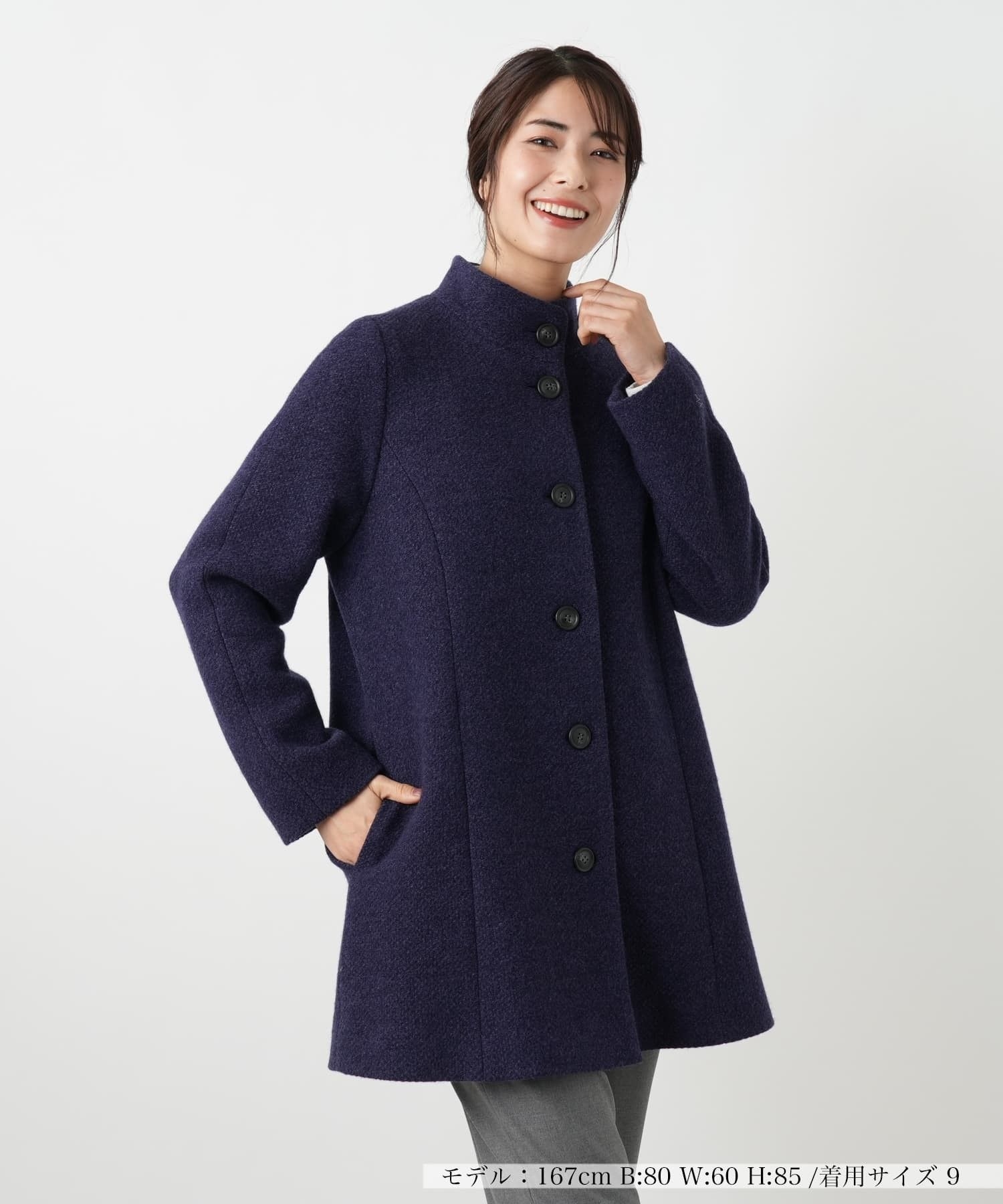 スタンドカラーショートコート【Leilian WHITE LABEL】|レリアン