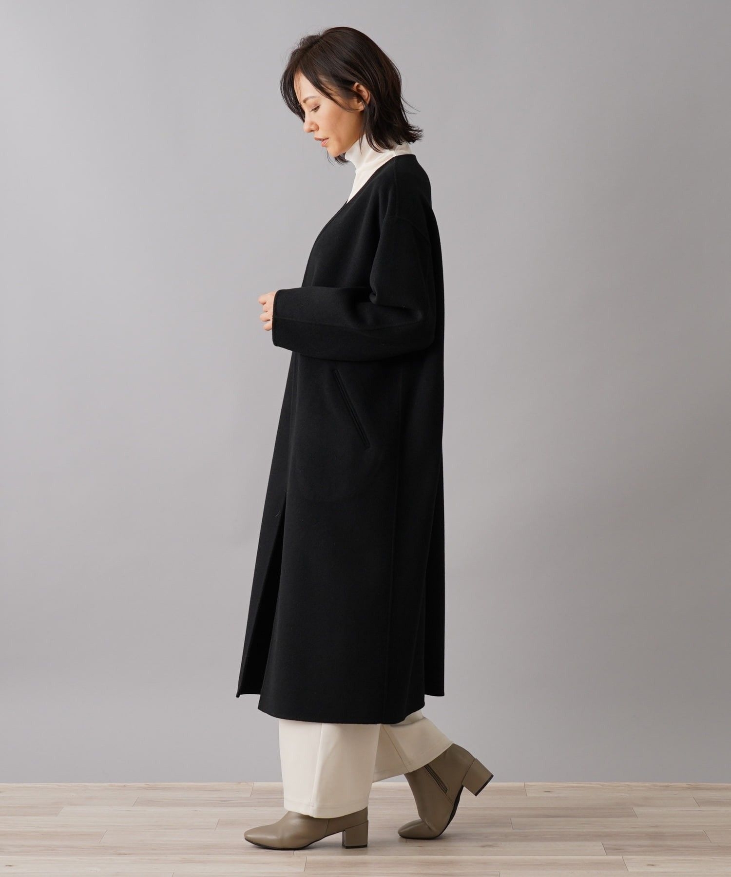 ノーカラーVネックコート【NEMIKA】|ネミカ | レリアン公式オンライン