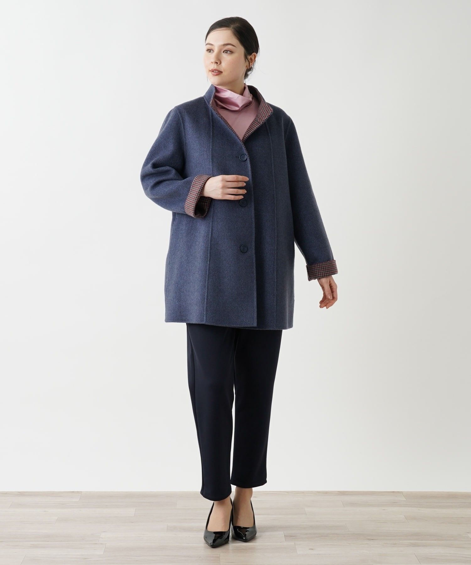 スタンドカラーハーフコート【深喜毛織】|レリアン プラスハウス