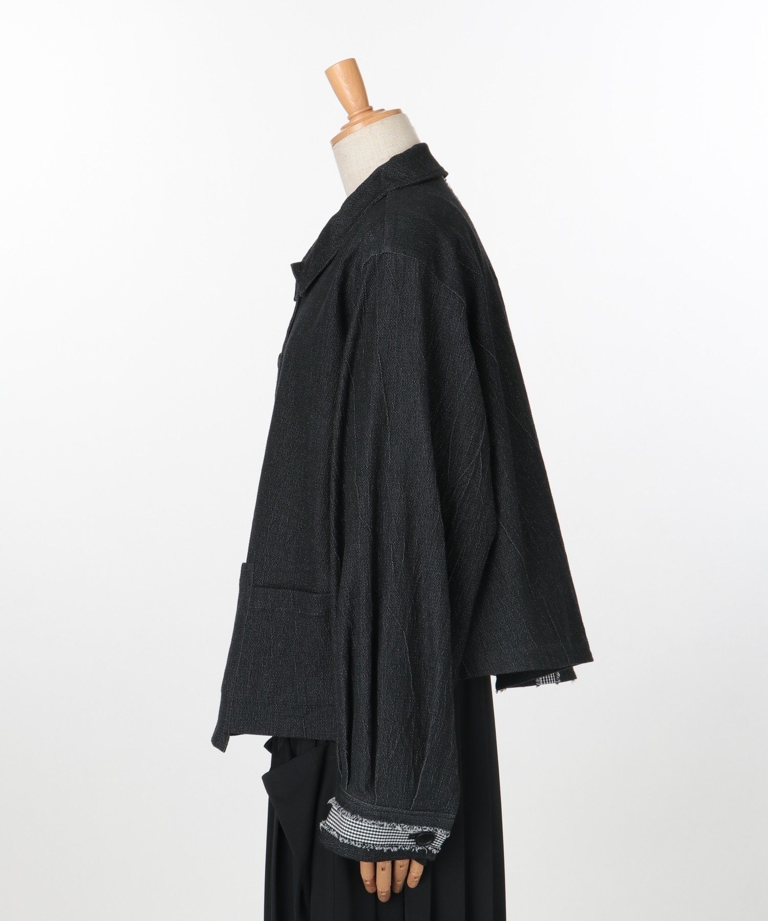 jiu】デニムライクギンガムカットライン ジャケット|慈雨 | Sensounico