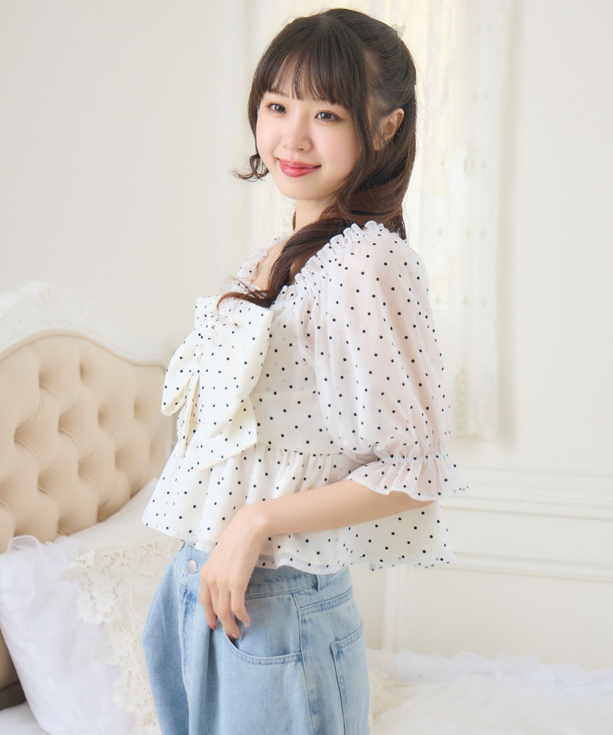 リボンペプラムBL|ems excite | RETRO GIRL ONLINE STORE レトロガール