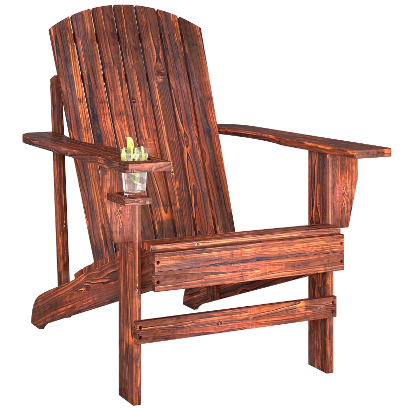 Outsunny Oversized Adirondack Chair, Outdoor Fire Pit and Porch