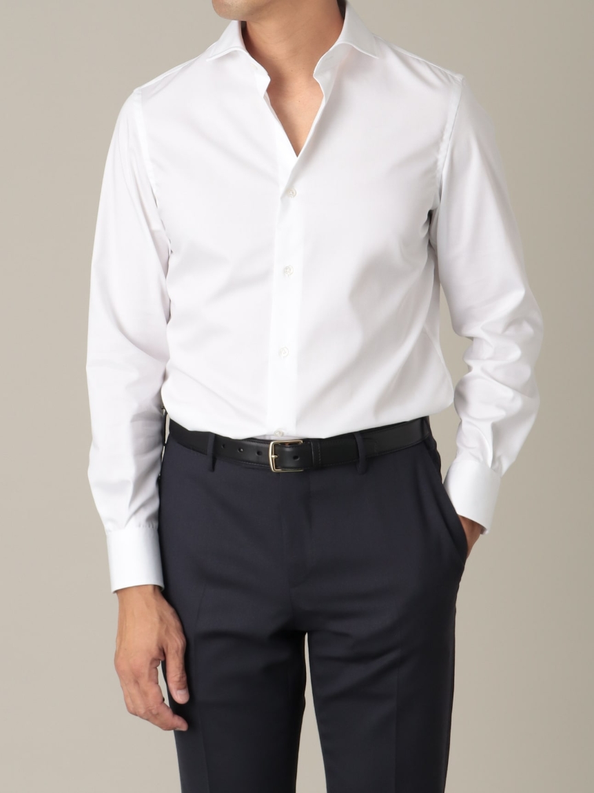 Horizontal イージーケア マイクロツイル｜ホワイト（スリムフィット