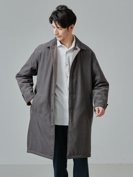 リバーシブル着用可】バーティカル パデット ステンカラーコート