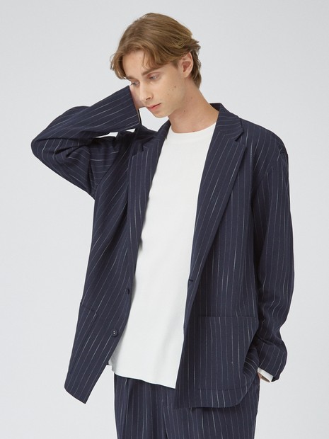 セットアップ対応】ストライプ ジャケット / セミオーバーサイズ