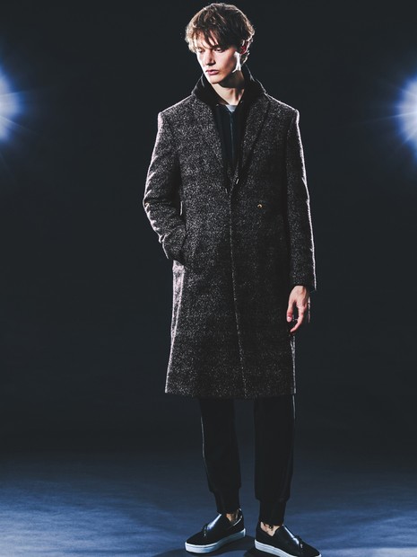 尾州産 ピークドラペル アニマル柄 チェスターコート｜5351POUR LES