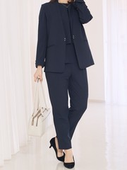 エニデイカセット】ノーカラージャケット＆テーパードパンツ