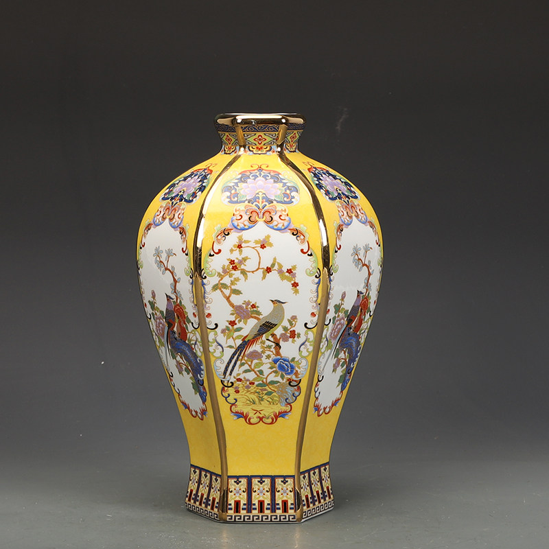 景德镇仿清乾隆珐琅彩花鸟纹六方瓶，收藏界的宠儿？🎨-仿古瓷器-淘宝好物网