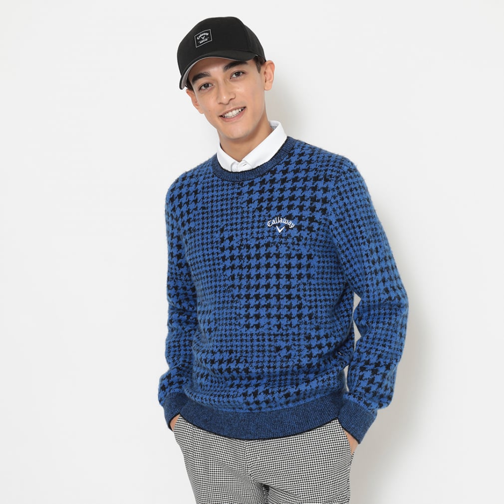 キャロウェイ ゴルフウェア 長袖セーター 秋 冬 千鳥ジャカードクルー