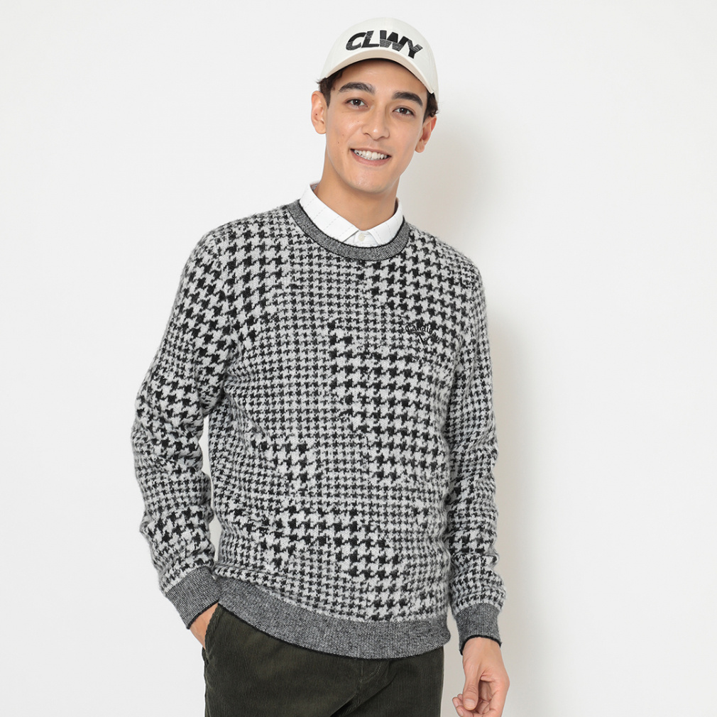 キャロウェイ ゴルフウェア 長袖セーター 秋 冬 千鳥ジャカードクルー