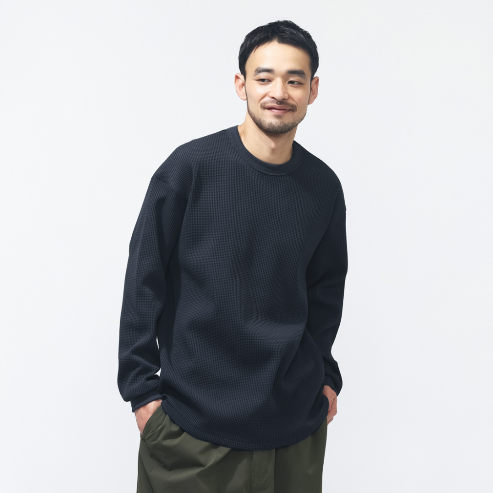 ティゴラ メンズ 長袖 Tシャツ ワッフルロングTシャツ TR-9C1625TL