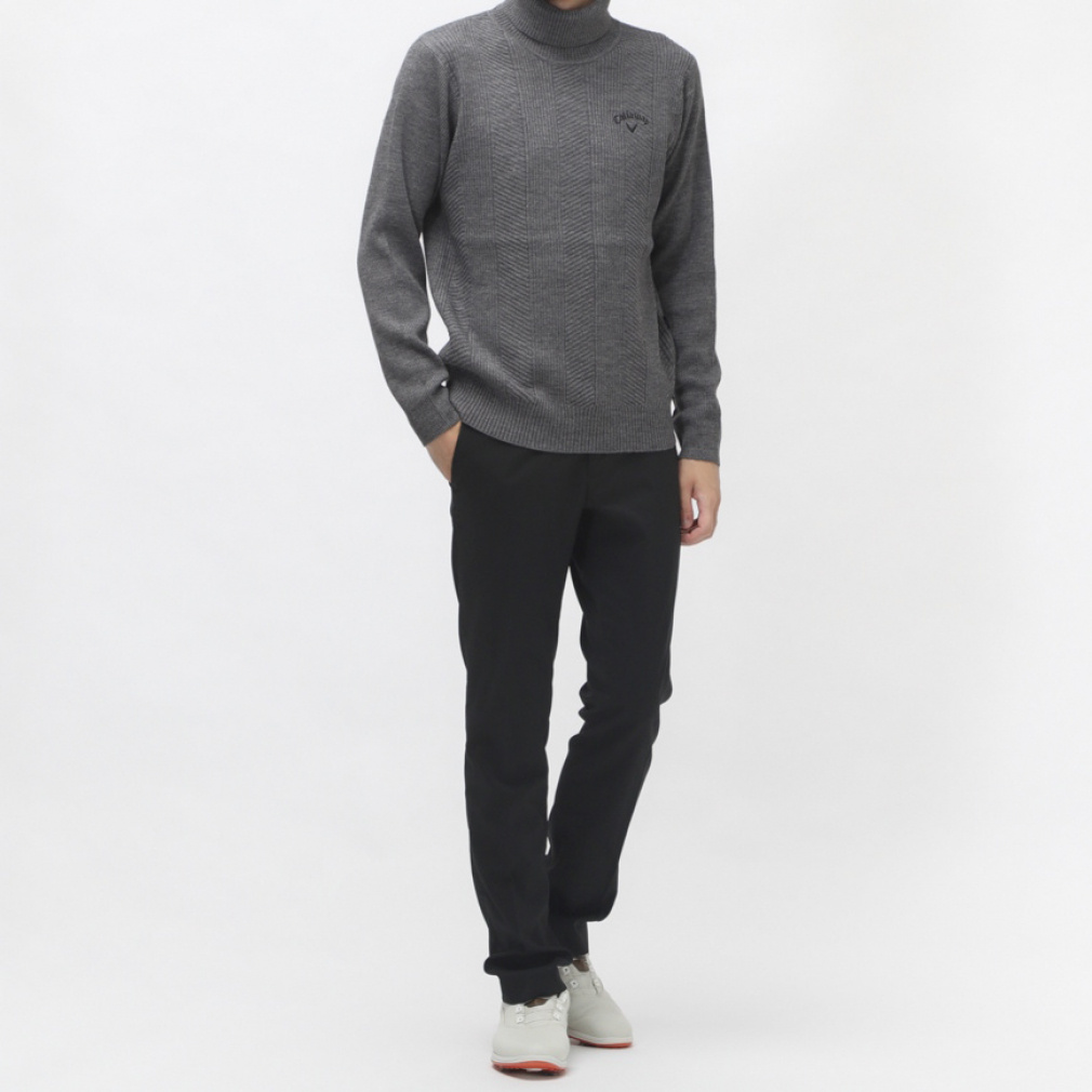 キャロウェイ ゴルフウェア 長袖セーター 秋 冬 畦編みタートルネック