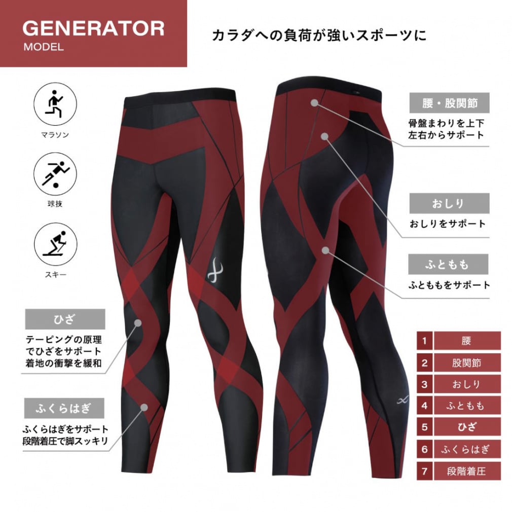 CW-X レディス ロングタイツ GENERATOR MODEL 2.0 軽量 下半身フル