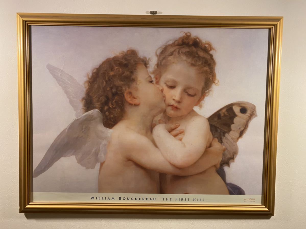 1円！ ブーグロー「ファーストキス」アートフレーム ゴールド 額絵