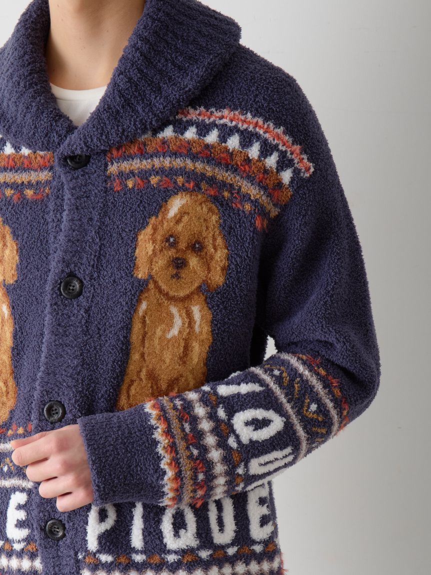 HOMME】 パウダーノルディック DOGジャガードカウチン(カーディガン