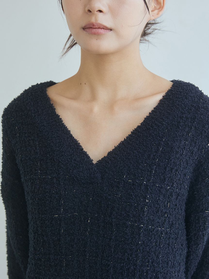 JOEL ROBUCHON】ツイードモコVネックワンピース(ワンピース)｜ルーム