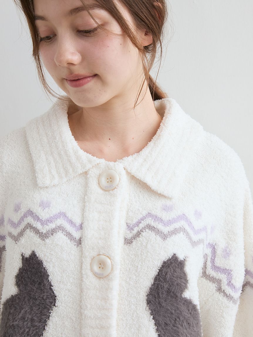 CATジャガード衿付きカーディガン(カーディガン・ガウン)｜ルーム