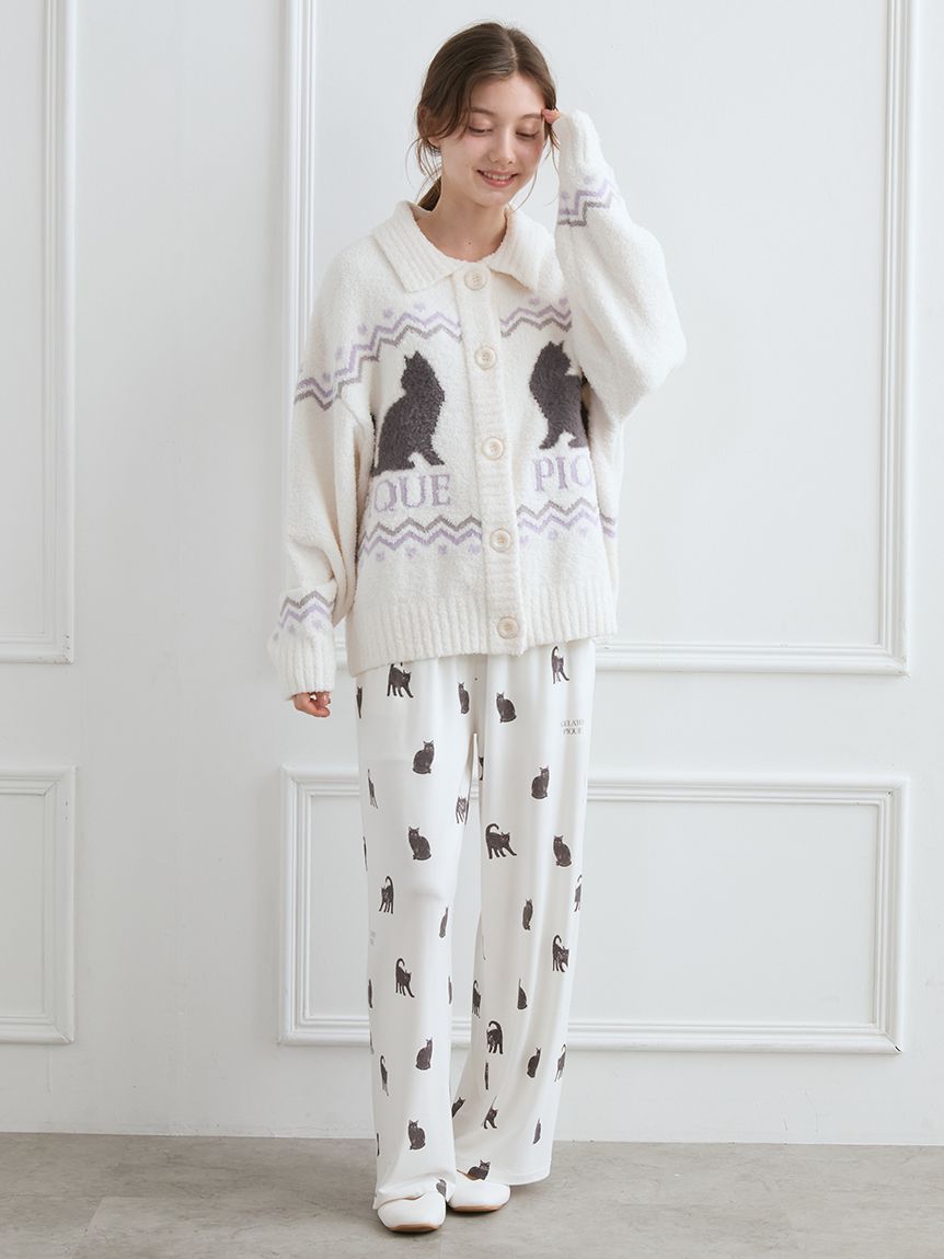 CATジャガード衿付きカーディガン(カーディガン・ガウン)｜ルーム