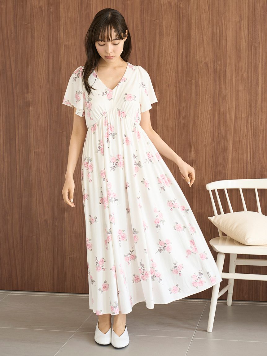中花柄カップインワンピース(ワンピース)｜ルームウェア・パジャマ通販