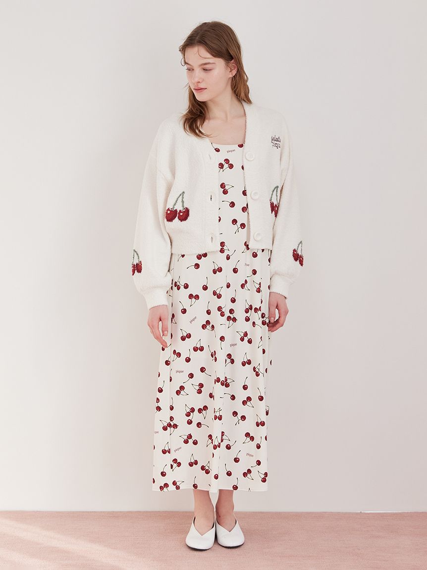 チェリー柄カップインキャミワンピース(ワンピース)｜ルームウェア