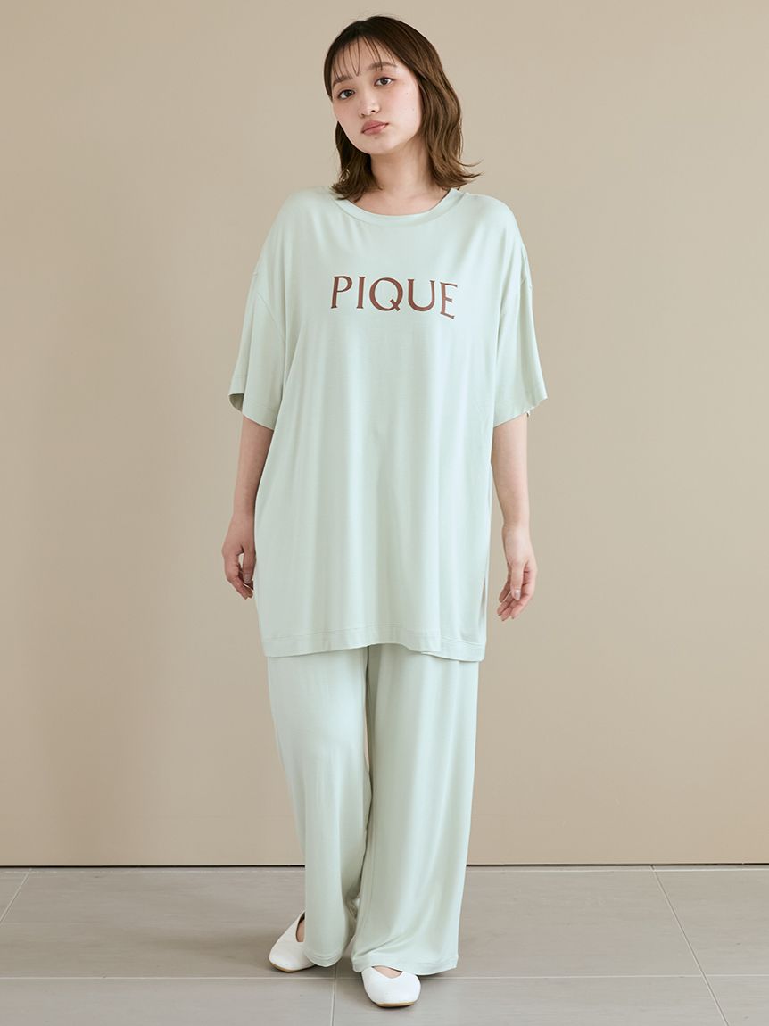 接触冷感】カラーレーヨンロゴロングパンツ(ロングパンツ)｜ルーム