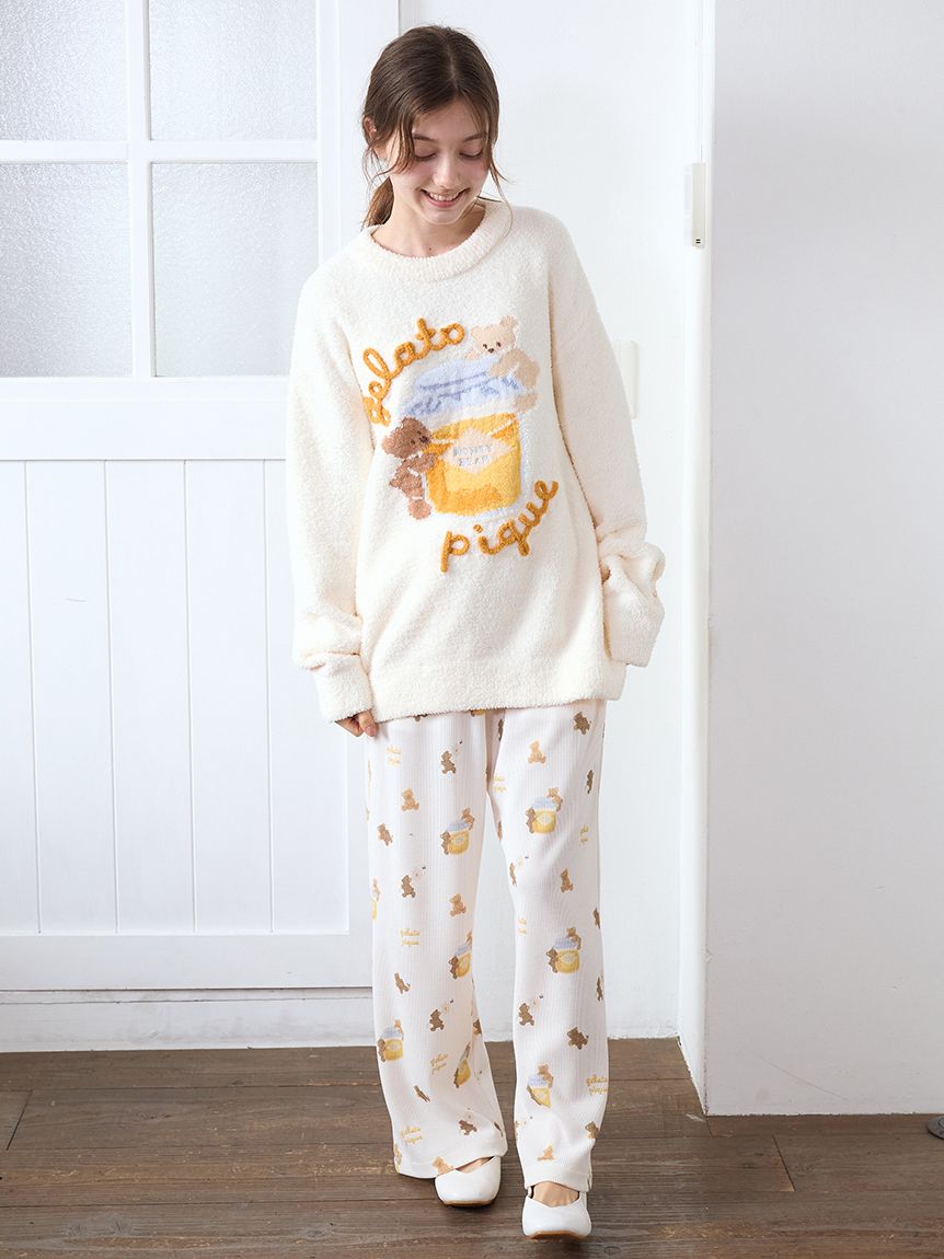 はちみつベア柄ロングパンツ(ロングパンツ)｜ルームウェア・パジャマ