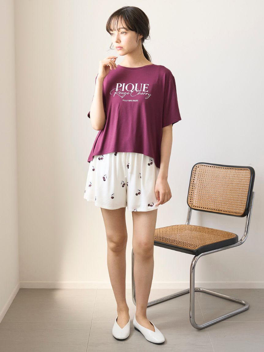 ONLINE限定】ルージュチェリーレーヨンロゴTシャツ＆ショートパンツ