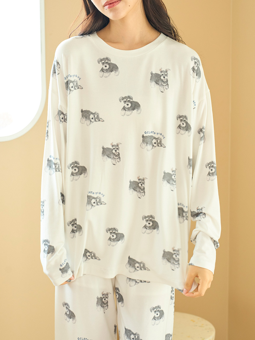 ONLINE限定】DOG柄ロンT(カットソー・Tシャツ)｜ルームウェア
