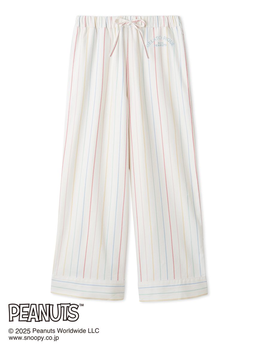PEANUTS】オリジナルアート レインボーストライプネルロングパンツ