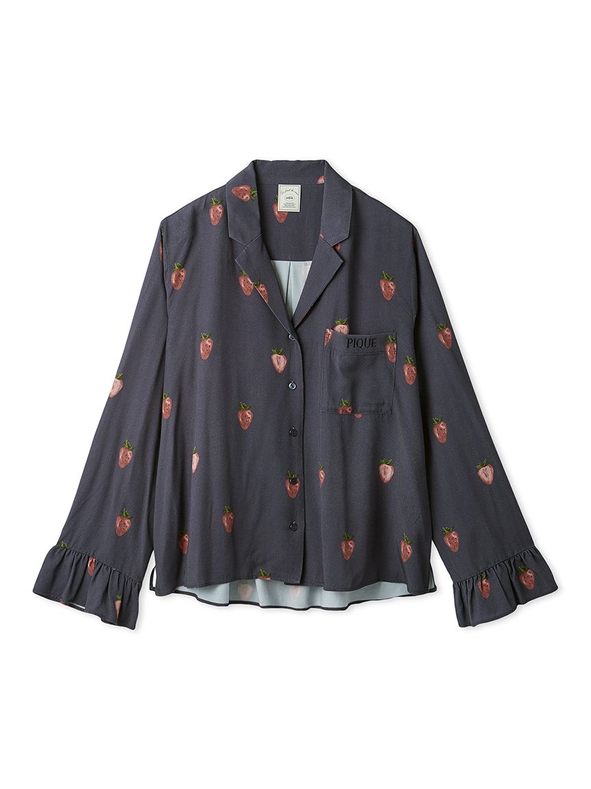 ストロベリー柄ツイルシャツ(シャツ)｜ルームウェア・パジャマ通販の