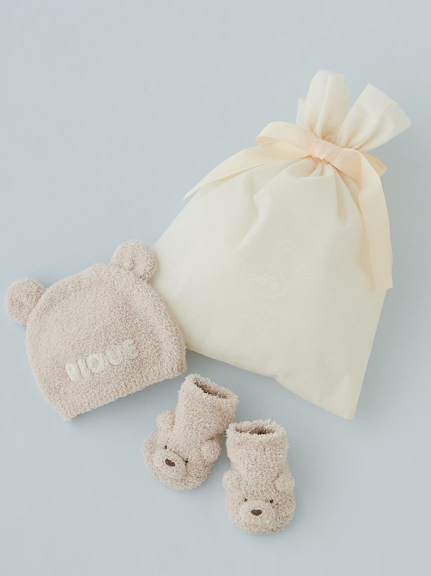 ラッピング済み】【BABY】パウダーベアキャップ＆ソックスSET(キャップ