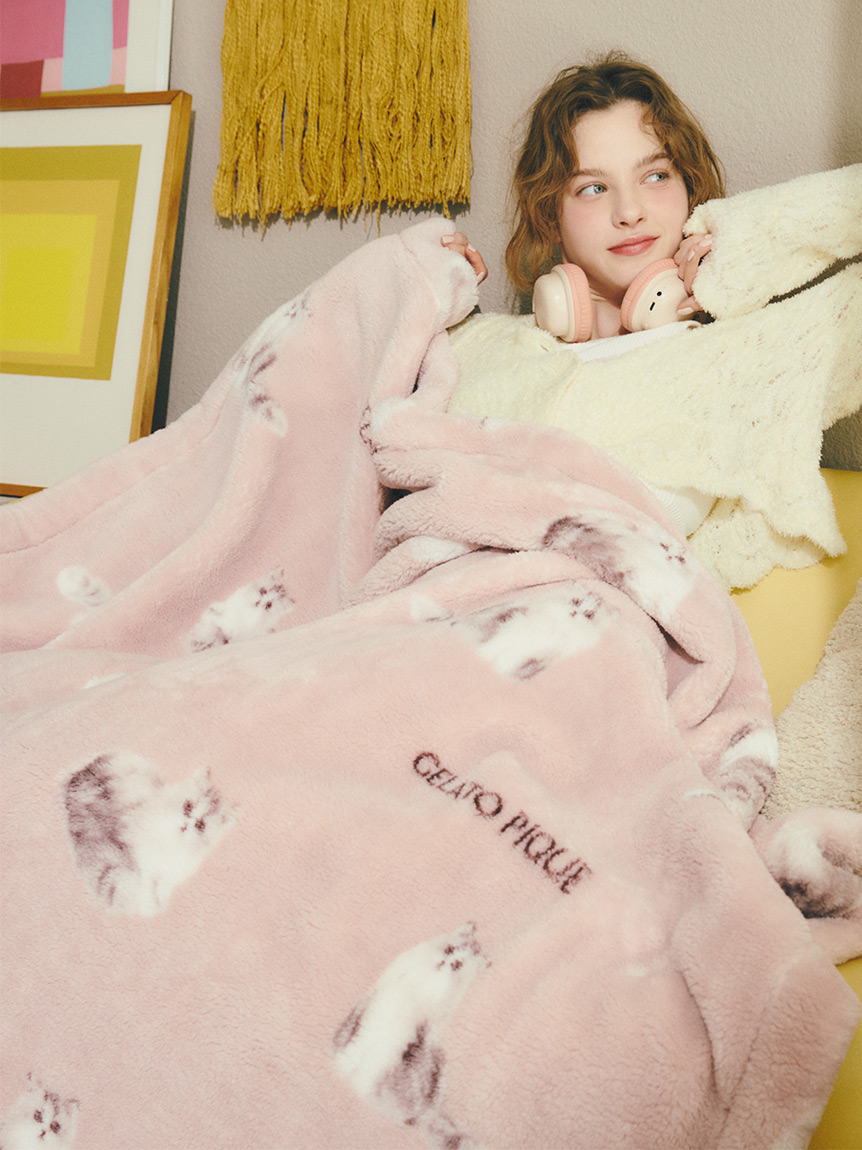 Sleep】CAT柄 プリント毛布(ブランケット・タオルケット)｜ルーム