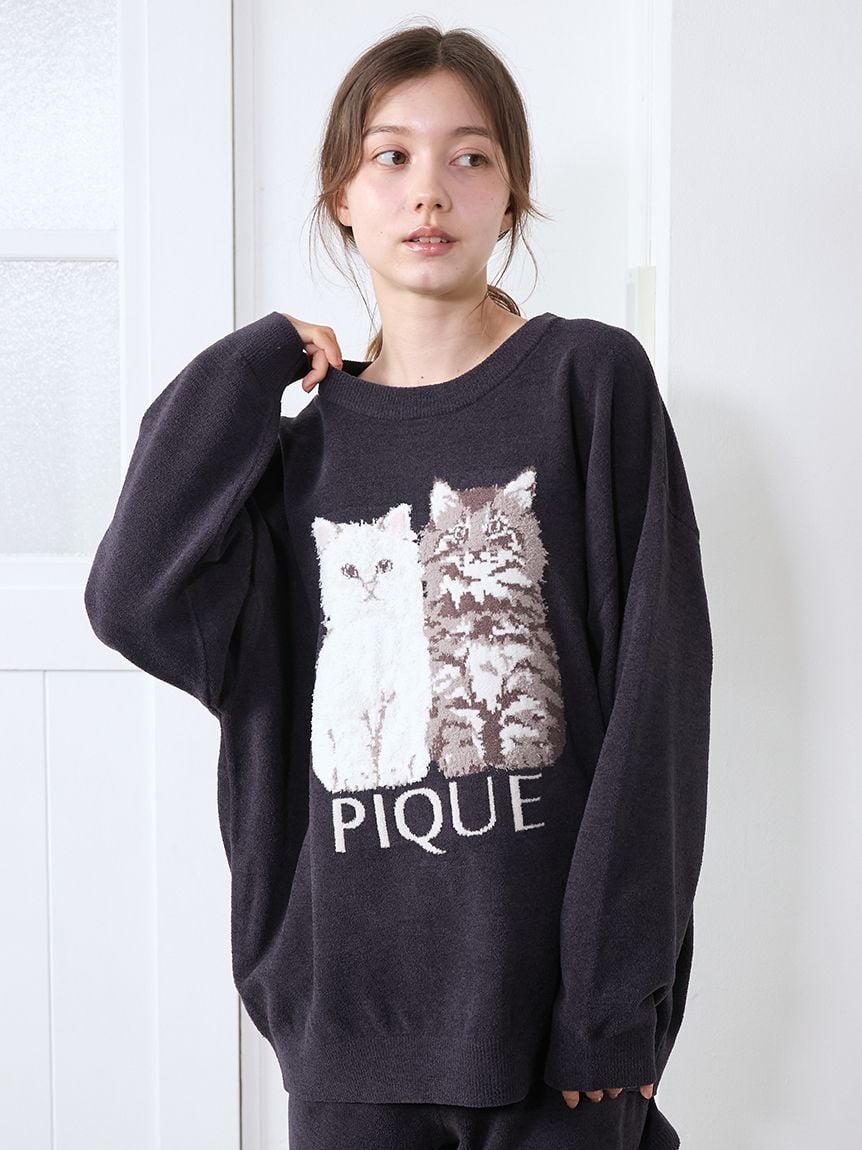 ツインキャットジャガードプルオーバー(ニットプルオーバー)｜ルーム