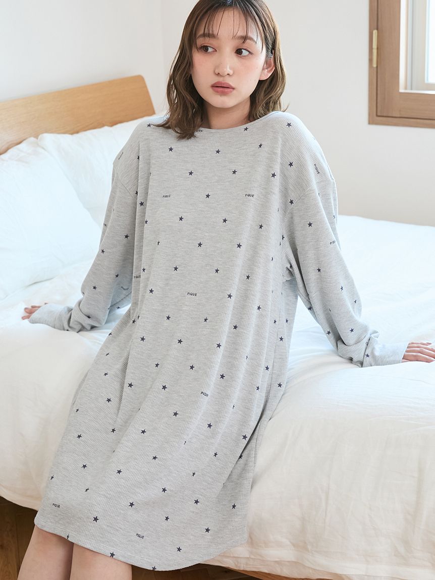 星柄ワッフルワンピース(ワンピース)｜ルームウェア・パジャマ通販の
