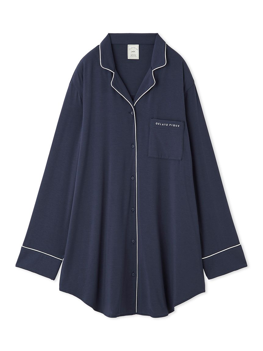 パイピングロングシャツ(シャツ)｜ルームウェア・パジャマ通販の